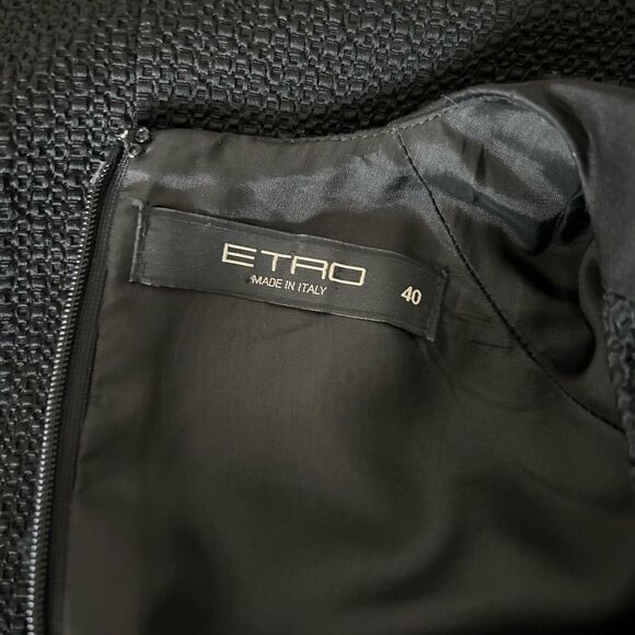 Etro Midi Velvet Trim Dress Black Size 40 IT 4 US workwear office event - Picture 5 of 6